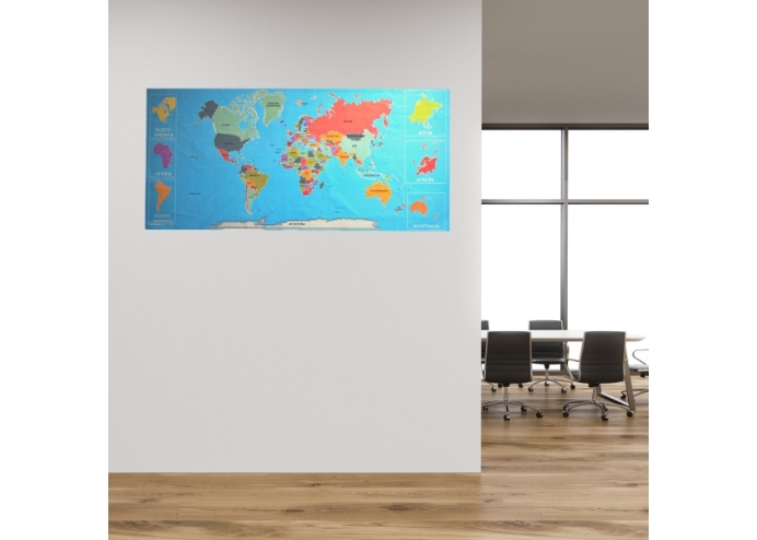 Renkli Atlas Dünya Haritası Manyetik Yapıştırıcı Gerektirmeyen Duvar Stickerı